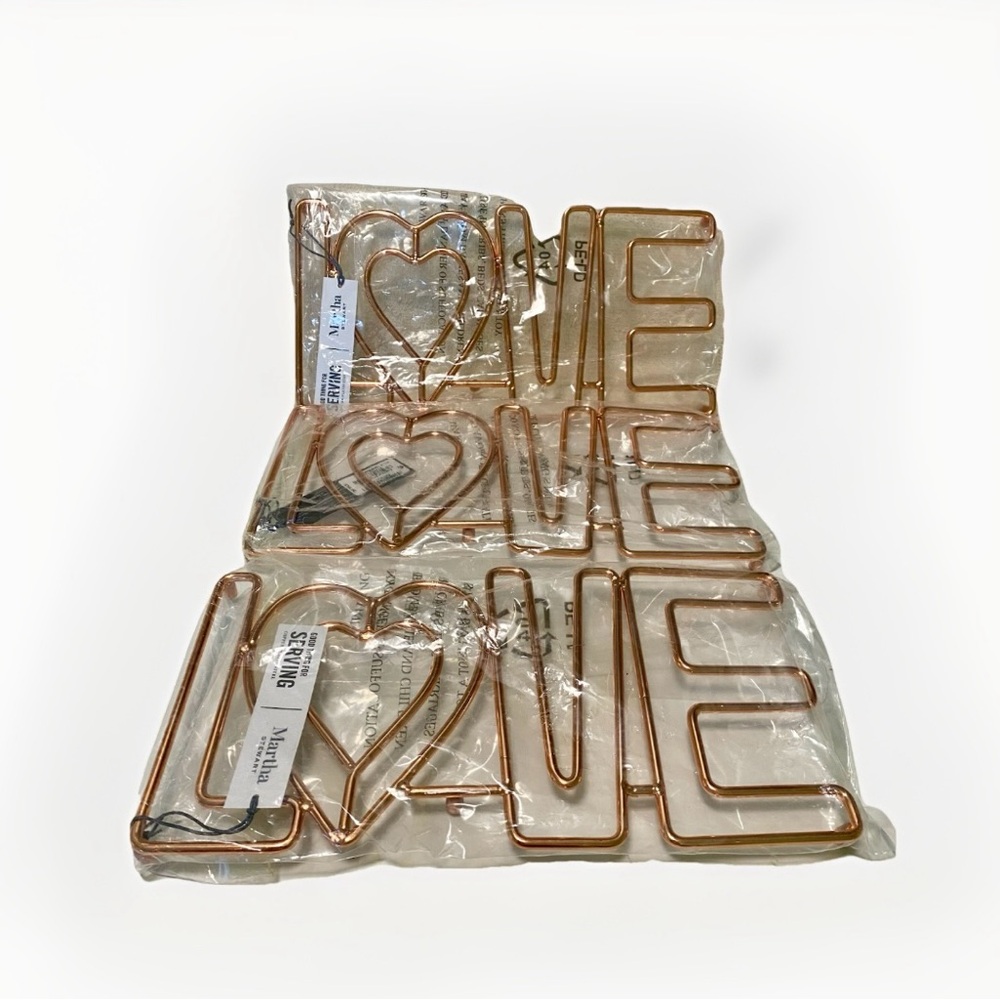Martha Stewart LOVE Copper Plated Steel Trivet 12x6 Lot of 3 Wedding Home Decor